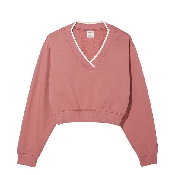 Victoria’s Secret Pink Fleece V Neck Pullover-Soft Begonia-Sz. M NWT💗 - Picture 3 of 5